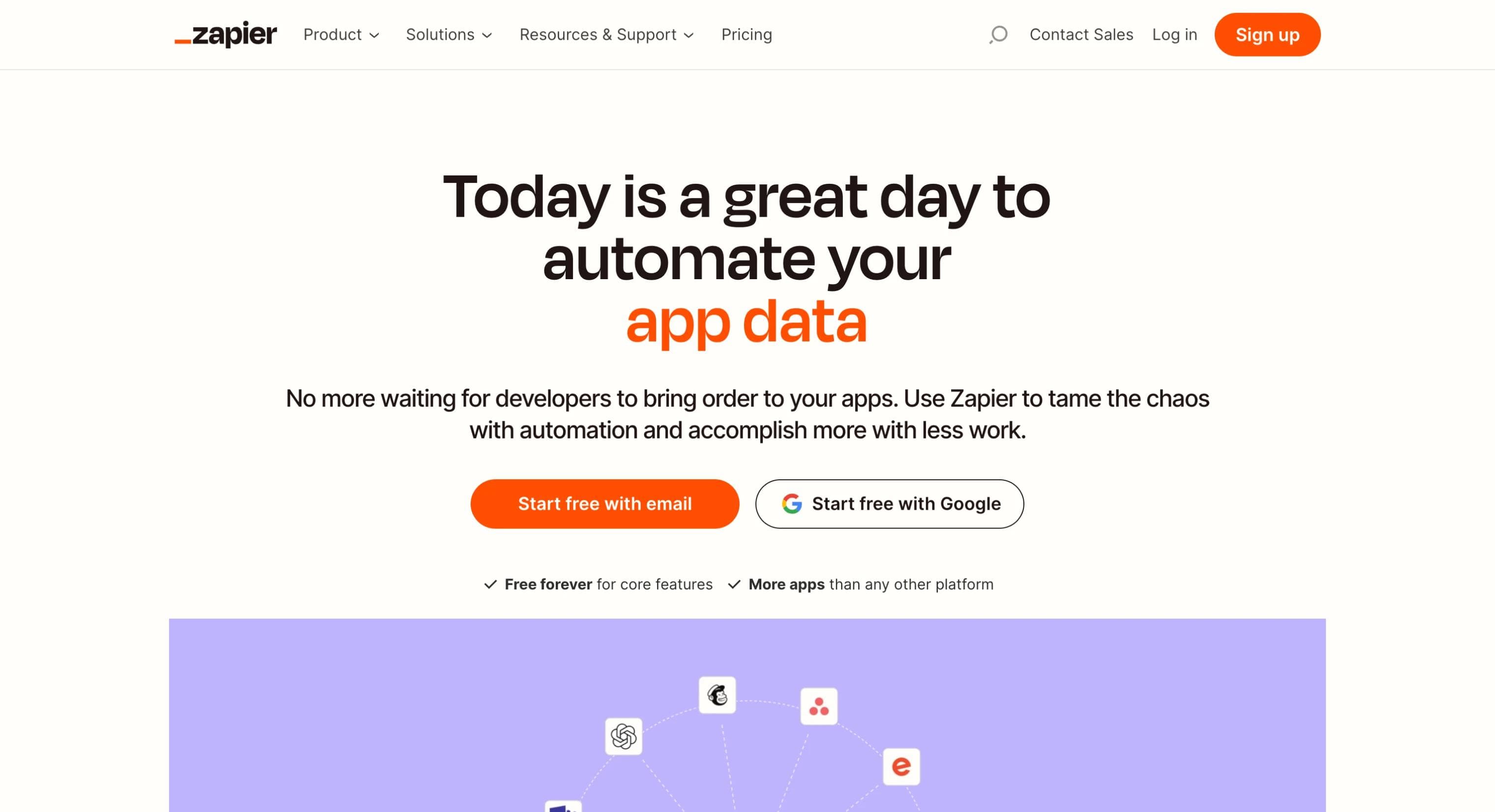 Zapier portal screenshot